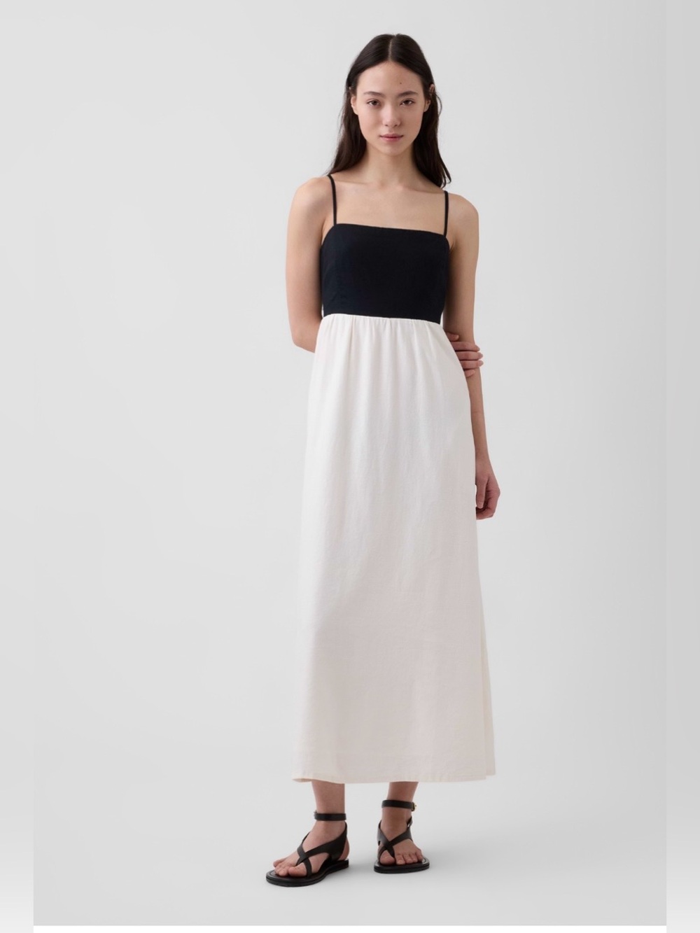 NWT-GAP Linen-Blend Empire Waist Maxi Dress, Large